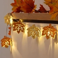 Valery Madelyn Pre-lit Fall 3D Maple Leaves String Light,1.5M 10 LED Autumn Lights, Yellow and Red Light Up Wooden Halloween Decorations, for Harvest Fall Home Decor