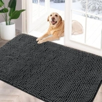 YOOTUKL Chenille Doormat Indoor 90x60cm Muddy mats for dogs Washable Rug Non Slip Dirt Trapper Quick Dry Soft Microfiber Durable Rubber Backing Bathroom Rugs(Gery, 36