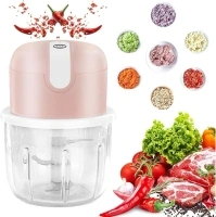 NAUDILIFE Electric kitchen chopper, 300 ml chop in 3 seconds, mini fishing wireless onion cutter USB, with glass container, suitable for onion/fruit/nuts/meat