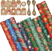 10Pcs Christmas Wrapping Paper for Christmas Gifts Boxes,Xmas Wrapping Paper,70x50cm Packing Paper For Kids Boys Girls Man Women Gift