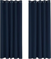 Deconovo Super Soft Ring Top Curtains Thermal Insulated Blackout Curtains for Nursery 66 x 72 Inch Navy Blue 2 Panels