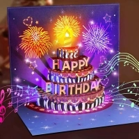 Birthday Cards, LIGHTS & SOUND Pop up Happy Birthday Card Birthday Gifts for Women Men Husband Wife Kids Greeting Cards With Envelopes