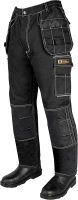 Black Hammer Mens Work Trousers Elasticated Waist Professional Durable Safety Utility Combat Workwear Pants with Holster Pockets and Knee Pad Pockets Sublime Black