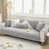 Soft Thick Corduroy Sofa Cushion Covers - New Non-Slip Sofa Covers Couch Cushion Covers, Sofa Throws 1 2 3 4 Seater Sofa Slipcovers Sofa Cover L Shape Furniture Protector (Light Grey, 70x150cm)