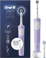 Oral-B Vitality Pro Electric Toothbrushes For Adults,1 Handle, 2 Toothbrush Heads, 3 Brushing Modes Including Sensitive Plus, 2 Pin UK Plug, Purple