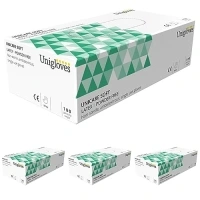 UNIGLOVES Unicare Latex GS0015 Examination - Multipurpose, Powder Free Disposable Gloves, Box of 100 Gloves, Natural, Extra Large (Pack of 4)