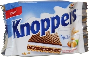 Knoppers Chocolate Hazelnut Wafers, 25 g (Pack of 24)