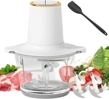 NAUDILIFE Mini Chopper, 2L Stainless Steel Bowl with 4 Durable Blades, 2-Speed Adjustable Food Grinder, Baby Food, Blender, Multi-Purpose General Purpose Vegetable Chopper for Fruits and Meat.