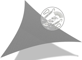 VOUNOT Sun Shade Sail Triangle 5x5x5m with Fixing Kit, HDPE, UV-Protection Breathable Awning Canopy for Garden Outdoor Patio, Grey 2440969846884_22645334507620