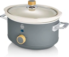 Swan SF17021GRYN Nordic Slow Cooker with 3 Temperature Settings, Keep Warm Function, 3.5L, 200W, Matte Grey