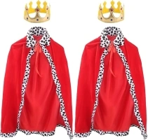 Cotiny 2 Pcs Kids King Costume Red Robe Cloak and Crown King Costumes for Boys King Cosplay Halloween Party Pretend Role Play Dress Up, 120cm