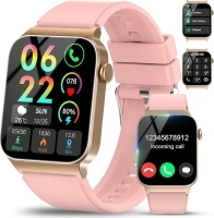 VKROBAG Smart Watch for Men Women Answer/Make Calls, 1.85" HD Smart Watches with 110+ Sport Modes, Fitness Watch with Heart Rate Sleep Monitor, IP68 Waterproof Smartwatch for Android iOS, Pink