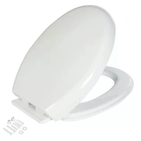 LUXURY SLOW SOFT CLOSE WHITE OVAL BATHROOM TOILET SEAT WITH BOTTOM FIXING HINGES