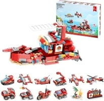 Etarnfly City Fire Rescue Boat Toy For Kids,12 in 1 Ship Boats Building Set Everyday Hero Toys,Gifts for 3 4 5 Years Old and Up Boys Girls,Party Favors for Kids(Compatible with Major Brands)