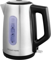 Russell Hobbs Electric Kettle (For Hot Water, Tea or Coffee, 1.7L Capacity, Stainless Steel, Push to open lid, Perfect pour spout, Removable washable filter, Blue illumination, 3000W) Classics 27380