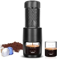 STARESSO CLASSIC Portable Espresso Maker, 2 in1 Travel Coffee Maker,Compatible Capsules and Ground Coffee,Manual Espresso Machine,Hand Press Coffee Maker for Kitchen Travel,Camping,Hiking