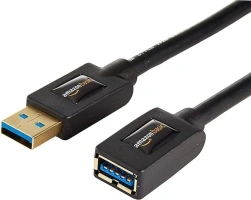 Amazon Basics 2-Pack USB-A 3.0 Extension Cable, 4.8Gbps High-Speed, Male to Female Gold-Plated Connectors, 1.8 m, Black