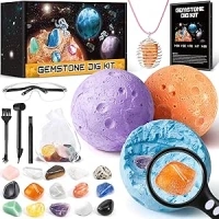 Subtail Gemstones Dig Kit - Crystals And Gemstone Science Experiments For Kids - Fossil Hunting Kit for 5 6 7 8 Year Old Boy Girl Gifts - Gemstones For Kids Boys Toys Age 6+