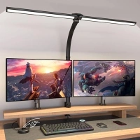 LEDYA LED Desk Lamp for Office Home, 24W Double-Head Desk Light Bar for Study, Super Wide & Bright, Stepless Dimmable & Color Temperature, Eye-Protecting Table Clamp Monitor Lights for Reading Working