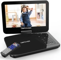 DBPOWER 12.5" Portable DVD Player with 10.5" Swivel Screen Car Built-in 5 Hours Rechargeable Battery, Supports All-Region, Earphone/SD Card/USB/AV-in/AV-out, Direct Play in Formats AVI/RMVB/MP3/JPEG