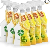 Dettol Antibacterial Multi Purpose Cleaner Spray, Lemon & Lime, Multipack of 6 X 1 Litre, Total of 6L, Cleaner Spray, Multi Surface Cleaner, Kitchen Spray, Disinfectant, Household Cleaners