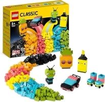 LEGO Classic Creative Neon Fun Brick Box Set, Building Toy with Models; Car, Pineapple, Alien, Roller Skates, Characters and More, for Kids, Boys, Girls 5 Plus Years Old 11027