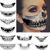 CHASPA 10 Packs Halloween Clown Horror Mouth Face Temporary Tattoo, Prank Makeup Face Decals Prank Props for Halloween Cosplay Party DIY Decorations (Black)