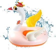 Satiskid Swan Swimming Float for 1-6 Years, Inflatable Children Swim Ring with Seat, Kids Inflatable Seat Boat, Summer Pool Float Ring for Boys Girls, Pool Beach Bathtub Toys for Kids