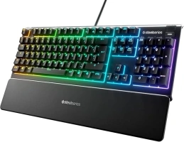 SteelSeries Apex 3 - RGB Gaming Keyboard - 10-Zone RGB Illumination - Premium Magnetic Wrist Rest - English Qwerty Layout PC, Standard, Black