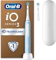 Oral-B iO3 Blue Ultimate Clean Electric Toothbrush, 1 Toothbrush Head, 1 Travel Case, Designed by Braun