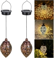 Solar Lantern Light Outdoor Hanging Garden Lights Metal Lamp Outdoor Decorations for Patio Yard,Porch,Lawn,Courtyard,Art Garden Accessories