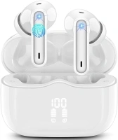 Wireless Earbuds, Bluetooth 5.3 Headphones Wireless Earphones, In Ear buds Wireless Earbuds, 4 ENC Noise Cancelling Mic Wireless Headphones, IP7 Waterproof, 40H Playtime, Mini Ultra Light, Pure White