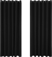 Deconovo Blackout Curtains 90 x 90 Inch Thermal Insulated Eyelet Curtains Bedroom Blackout Curtains for Kids Black 2 Panels