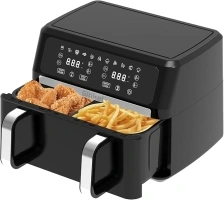 Gitikei DualChef XL Flex Drawer Air Fryer & Racks, Extra Large 10L Zone, Smart Finish Function Digital LED Display 10 Pre-Set Cooking Programs, 1700W, Black