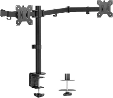 VIVO Dual Ultrawide Monitor Desk Mount, Heavy Duty Fully Adjustable Steel Stand, Holds 2 Computer Screens up to 38 inches and Max 10kg Each, Black, STAND-V038