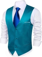 Barry.Wang Mens Business Formal/Casual Vest V-neck Solid Color Wool Blend 3 Pockets Slim Fit Waistcoat