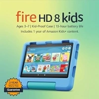 Amazon Fire HD 8 Kids tablet | 8-inch HD display, ages 3–7, includes 2-year worry-free guarantee, Kid-Proof Case, 32 GB, 2022 release, Blue