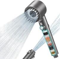 MEKO Hard Water Filter Shower Head with 15 Stage Filter, 3+1 Spray Jet Modes High Pressure Shower Head and 1.5m Hose, Handheld Massage Shower Filter for Residual Chlorine Remove