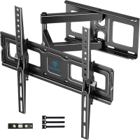 PERLESMITH TV Wall Bracket for 26-60 inch TVs, Swivel Tilt TV Bracket up to 40kg, TV Wall Mount with Tool-free Tilt Adjustment, TV Mount with Spirit Level, Max VESA 400x400mm