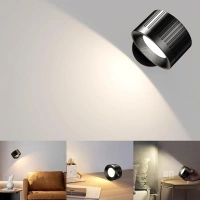 Rolgno LED Wall Lights, Rechargeable Magnetic Reading Lamp with Remote/Touch Control, 4 Brightness Levels & 3 Color Temperatures, [Long Runtime] & 360° Rotatable Wall Lights for Living Room, Bedroom