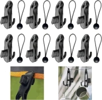 Tarp Clips Heavy Duty Lock Grip 8 Pcs,Tarp Clips Clamps with 8 Tent Bungees Cords with Balls Camping Accsssories Tarpaulin Clips Tent Clips