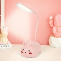 RuiDay Kids Desk Lamp,Childrens Bedside Lamp Cute Deer Lamp,Foldable USB Charge Reading Table Light,Flexible Gooseneck Eye Care Cartoon Small Desk Lamp Girls Gifts (Pink)