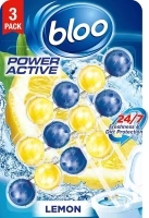 Bloo Power Active Toilet Rim Block Lemon, with Anti-Limescale, Cleaning Foam, Dirt Protection and Extra Freshness - Pack of 3 Rimblocks