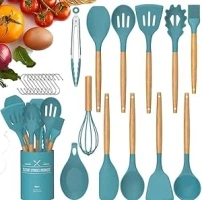 22 Pieces Silicone Kitchen Utensils Set for Cooking Baking, Non-Stick Heat Resistant Kitchen Jar with Holder Spatula Spoon Turner Brush Whip Kitchen Bar, Home Kitchen Essentials