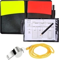 AONAT Referee Card Set - Sports Referee Kit Coach Metal Whistle Red Yellow Cards, Score Book with Pencil, Referee Equipment for Football Match.