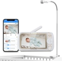 Motorola Lifestyle Baby MBP 950 Halo Video Baby Monitor with Crib Holder 5" Full HD 1080p Parent Unit and WiFi Hubble Connected Flexible Magnetic Camera Mount, White