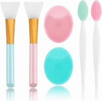 Silicone Face Scrubber, 2pcs Exfoliating Lip Brush, 2pcs Face Cleansing Brush,2pcs Silicone Face Mask Brush Exfoliator Blackhead Skin Care Tool