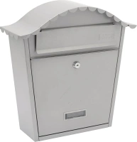 Burg-Wachter MB01FG French Grey Classic Wall Mounted Galvanised Steel Lockable Weatherproof Post Box - 36x37x13cm