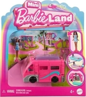 Barbie Mini BarbieLand Doll & Toy Vehicle Set, 1.5-inch Barbie Doll & DreamCamper with Working Doors & Color-Change Pool, HYF39