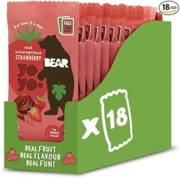 BEAR Strawberry Yoyos - Dried Fruit Rolls - Healthy - Vegan - 20g (18 packs)